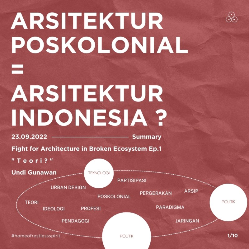 Summary | Fight For Architecture in Broken Ecosystem Ep. 1 “Arsitektur Poskolonial = Arsitektur Indonesia?” – Undi&nbsp;Gunawan